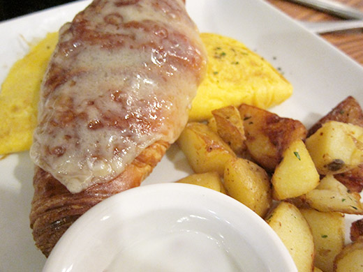 Their omelette du jour -- The Herbivore -- is served meatless, with Yukon nugget potatoes and a croissant topped with Gruyere cheese.