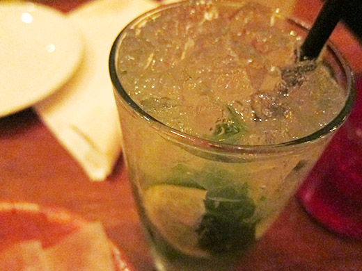 Mojito ($8.75): Havana Club, fresh mint, muddled with limes and cane sugar served over crushed ice with a dash of soda.