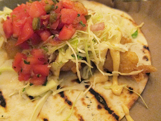 Fish Taco ($6): Crispy Ling cod, cabbage, topped with chipotle mayo and salsa fresca.